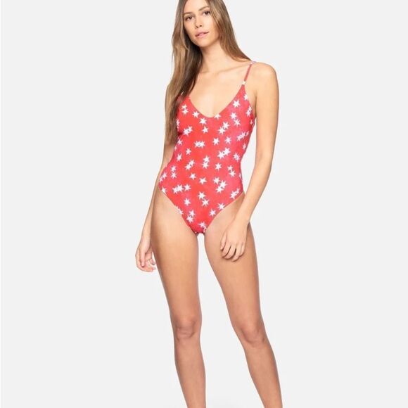 HURLEY Sold Out Patriotic USA STAR SPANGLED LOW BACK ONE PIECE Bathing Suit Swim - Picture 3 of 4